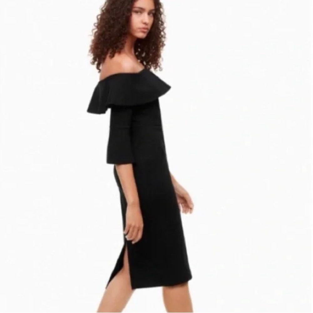 Babaton Black Off-Shoulder Midi Dress